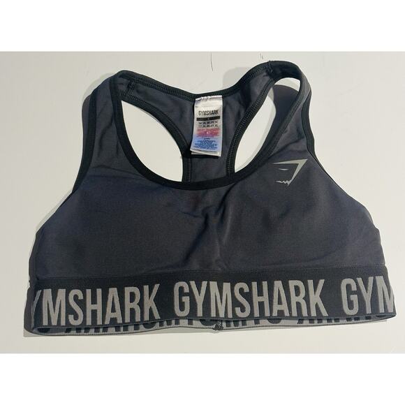 Gymshark Women's Small Racerback Sports Bra Grey Logo Workout gym gear top - Picture 1 of 4